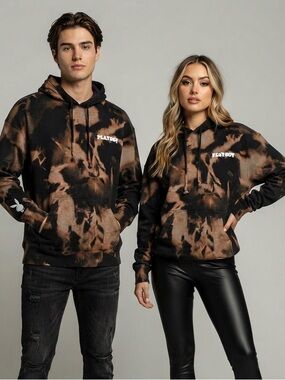 PacSun PLAYBOY Bleach Dyed Hoodie XS Black